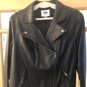 Faux leather motorcycle jacket